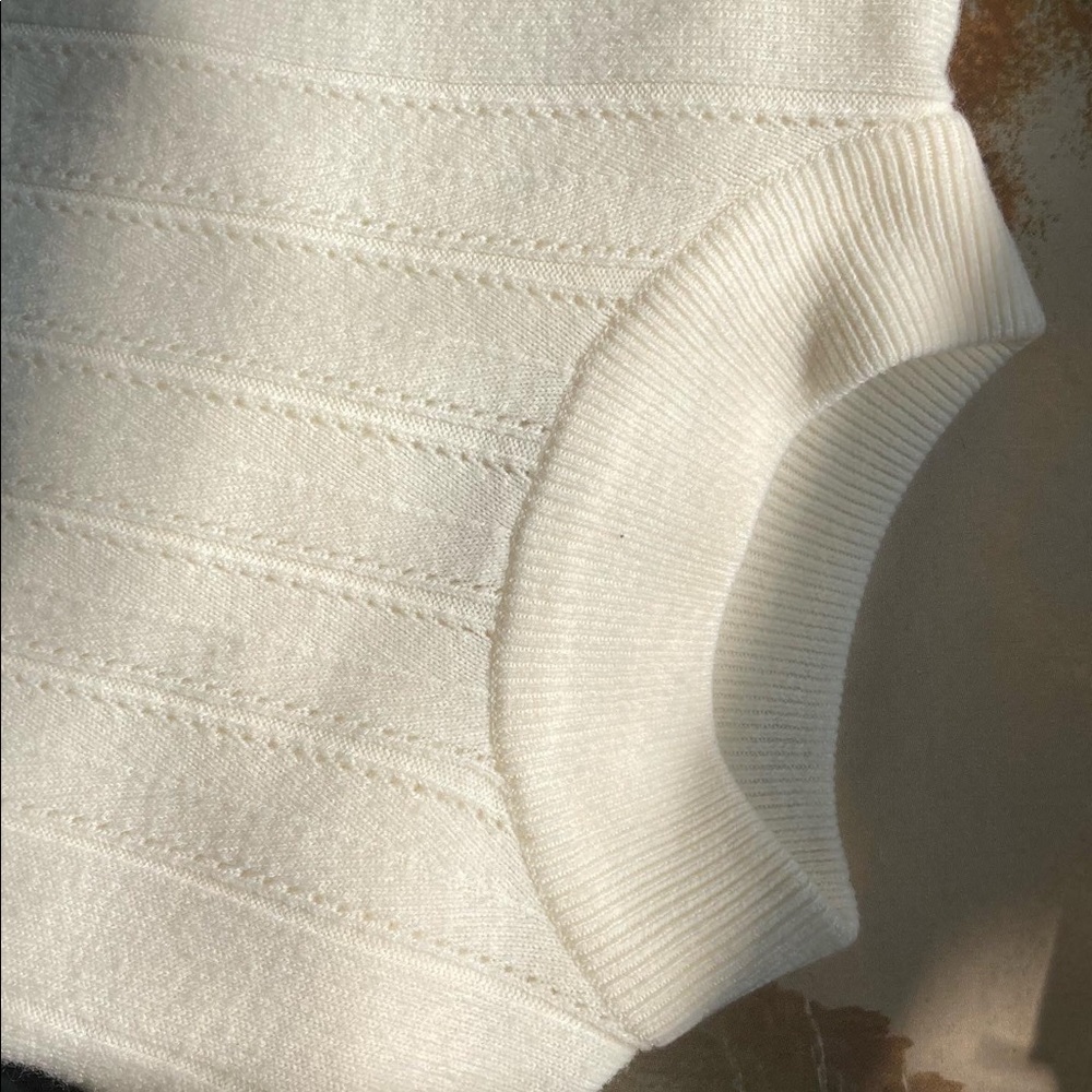 Norton McNaughton Mock Neck Blouse White L Knit
